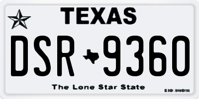 TX license plate DSR9360