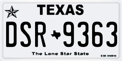 TX license plate DSR9363