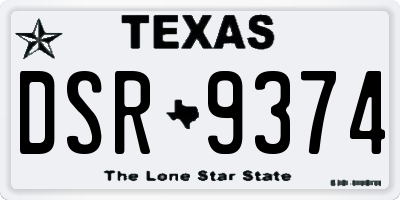 TX license plate DSR9374