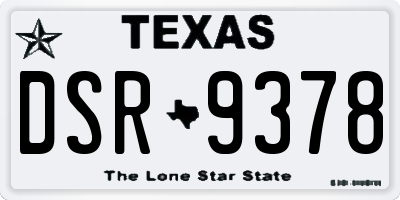 TX license plate DSR9378