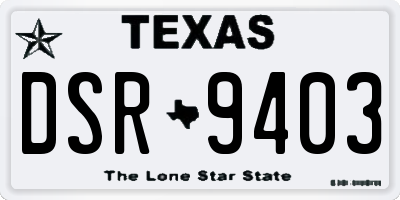 TX license plate DSR9403