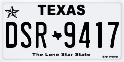 TX license plate DSR9417