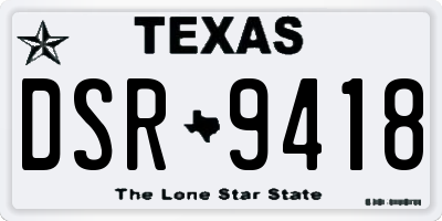 TX license plate DSR9418