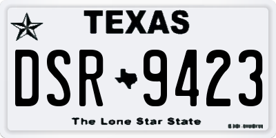 TX license plate DSR9423