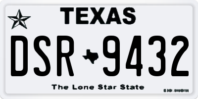 TX license plate DSR9432
