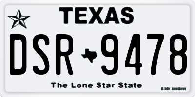 TX license plate DSR9478