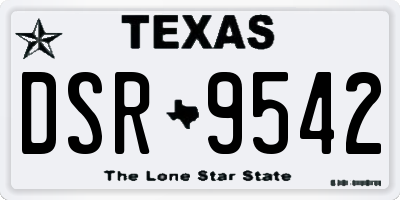 TX license plate DSR9542