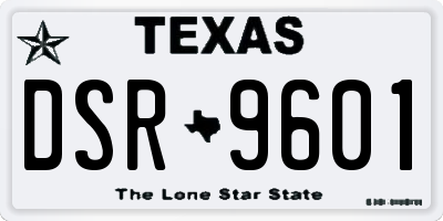 TX license plate DSR9601