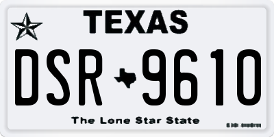 TX license plate DSR9610
