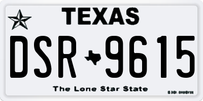 TX license plate DSR9615