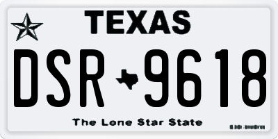 TX license plate DSR9618