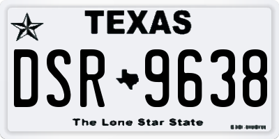 TX license plate DSR9638