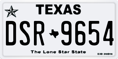 TX license plate DSR9654