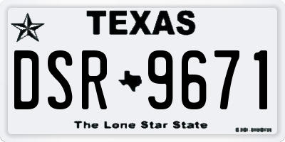 TX license plate DSR9671