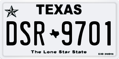TX license plate DSR9701