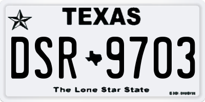 TX license plate DSR9703
