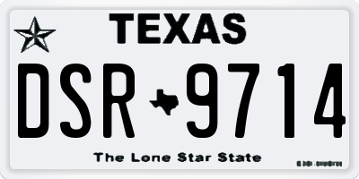 TX license plate DSR9714
