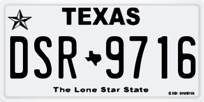 TX license plate DSR9716