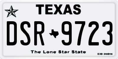 TX license plate DSR9723