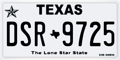 TX license plate DSR9725