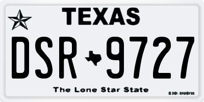 TX license plate DSR9727