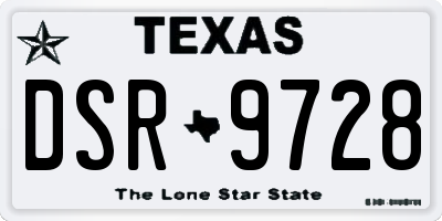 TX license plate DSR9728