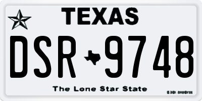 TX license plate DSR9748