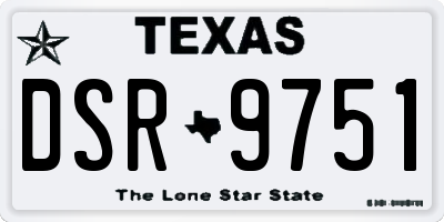 TX license plate DSR9751