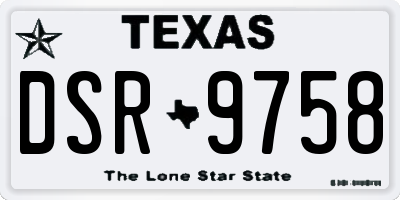 TX license plate DSR9758