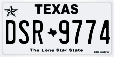 TX license plate DSR9774