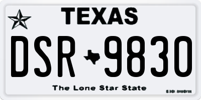 TX license plate DSR9830