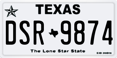 TX license plate DSR9874