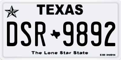 TX license plate DSR9892