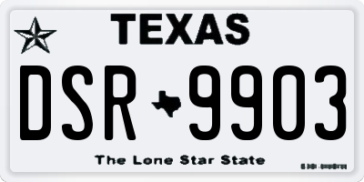 TX license plate DSR9903