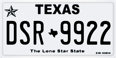 TX license plate DSR9922