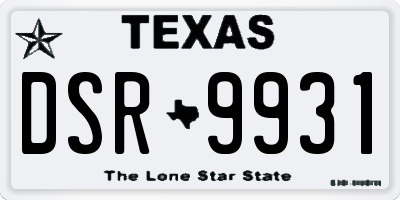 TX license plate DSR9931