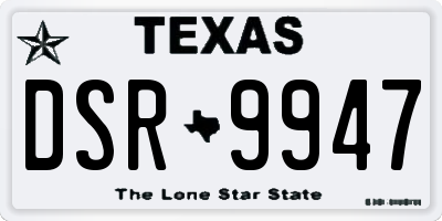 TX license plate DSR9947