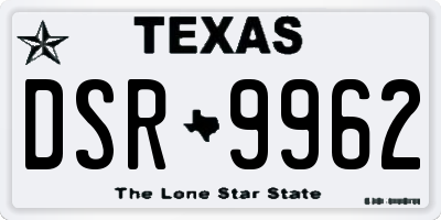 TX license plate DSR9962