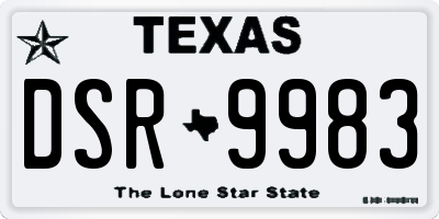 TX license plate DSR9983