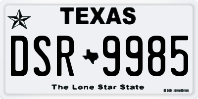 TX license plate DSR9985