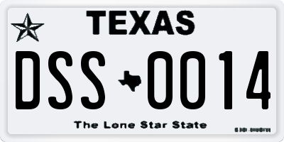 TX license plate DSS0014
