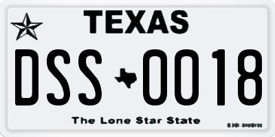 TX license plate DSS0018