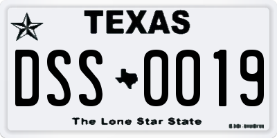 TX license plate DSS0019