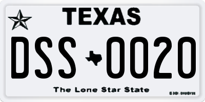 TX license plate DSS0020