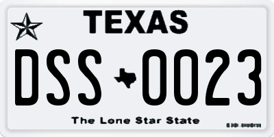 TX license plate DSS0023