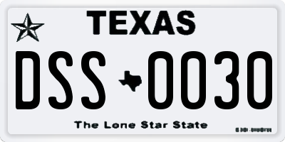 TX license plate DSS0030