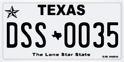 TX license plate DSS0035