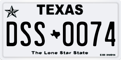 TX license plate DSS0074