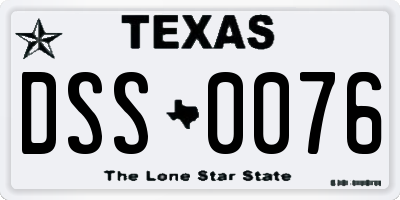 TX license plate DSS0076