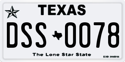TX license plate DSS0078